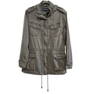 Buffalo Womens M Modern Grunge Olive Green Utility Field Jacket Hooded‎ Military